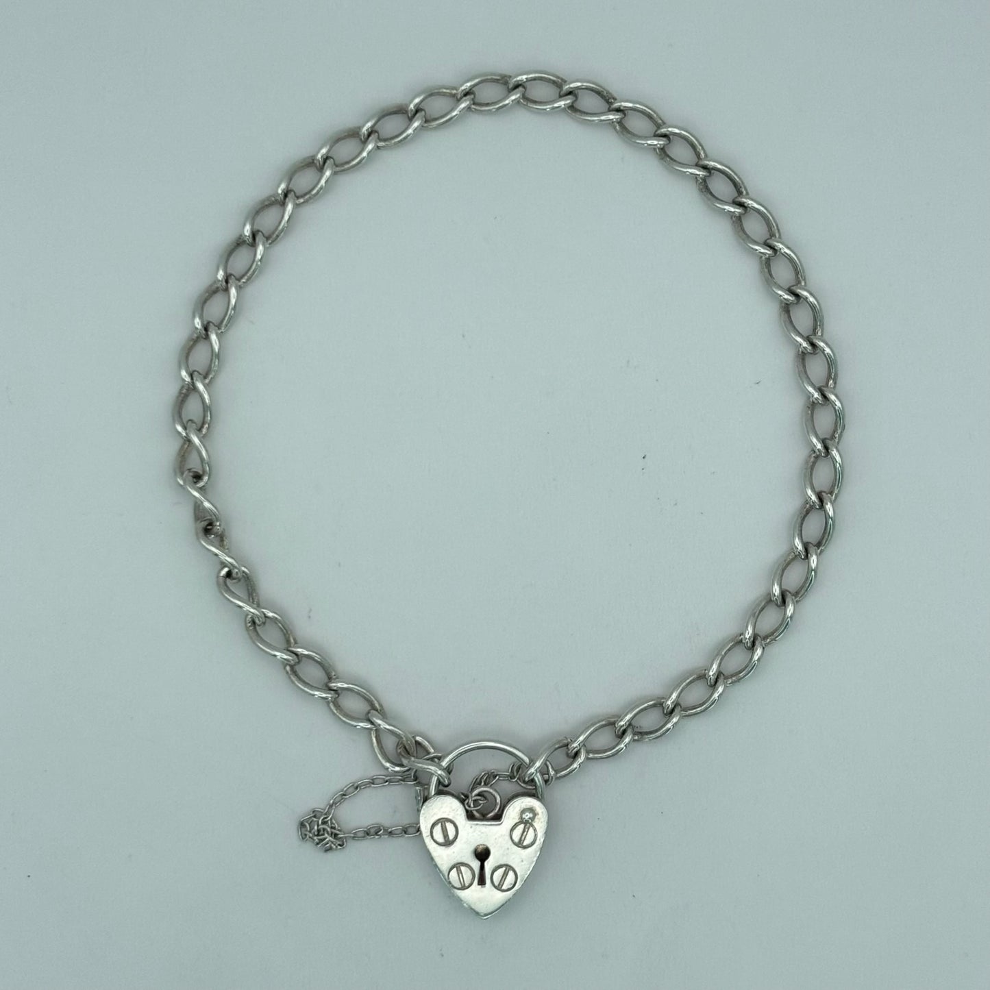 Lightweight Curb Link Heart Bracelet