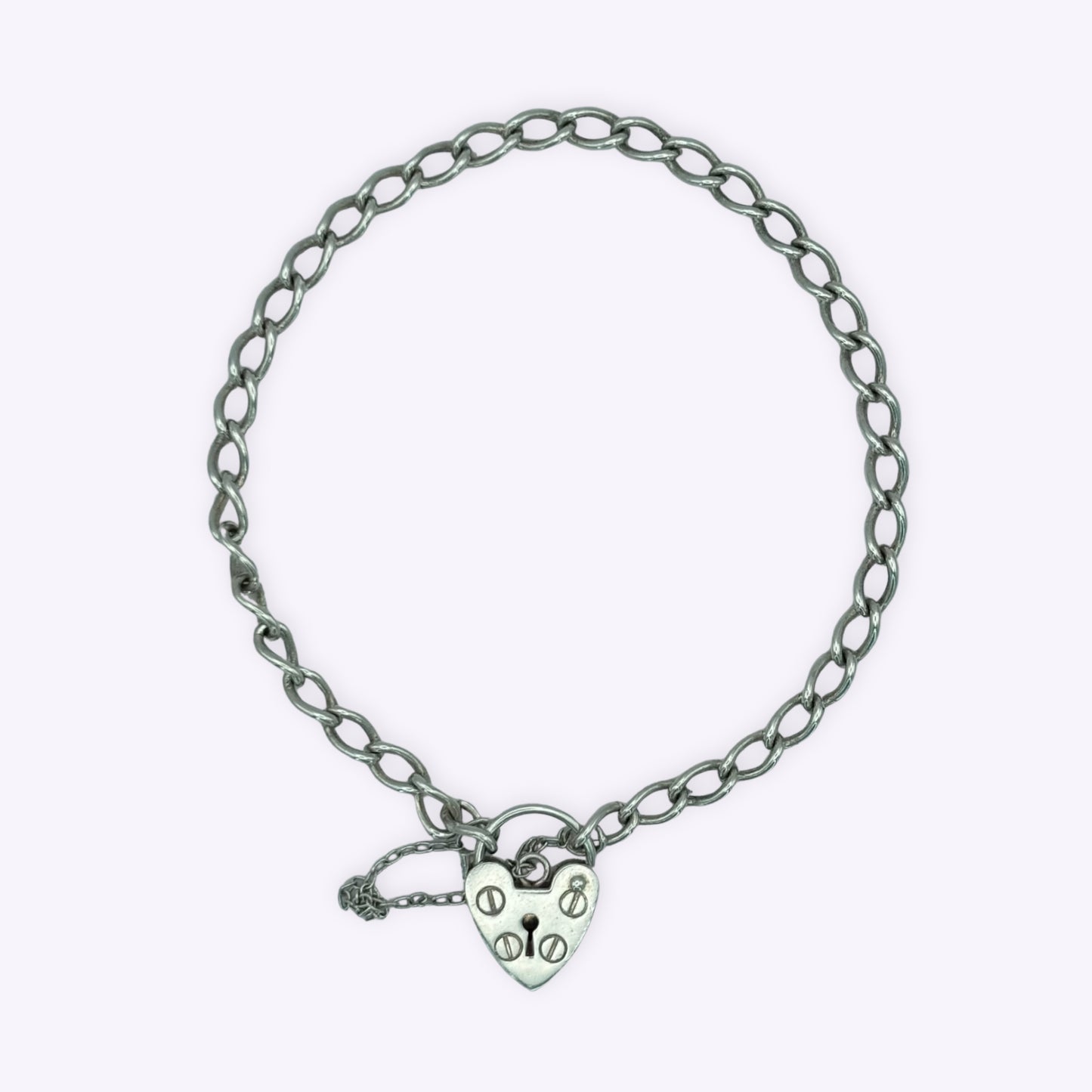 Lightweight Curb Link Heart Bracelet