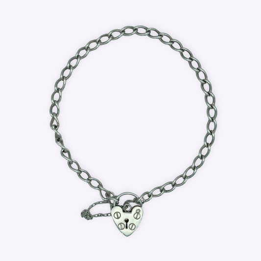 Lightweight Curb Link Heart Bracelet